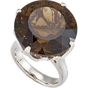 Sterling Silver Smoky Quartz Ring, Size 7