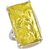 Genuine Green Gold Quartz Ring in Sterling Silver ( Size 6 )