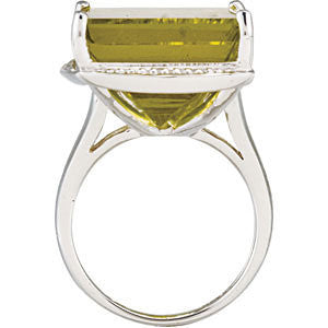 Sterling Silver Green Gold Quartz Granulated Design Ring, Size 7