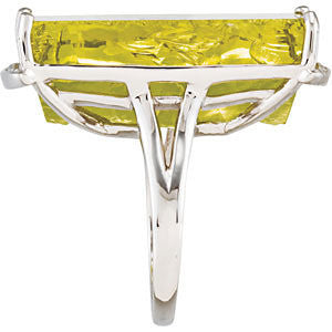 Sterling Silver Green Gold Quartz Granulated Design Ring, Size 7