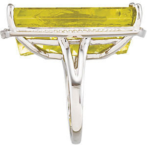 Sterling Silver Green Gold Quartz Granulated Design Ring, Size 7