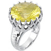 Genuine Green Gold Quartz Ring in Sterling Silver ( Size 6 )