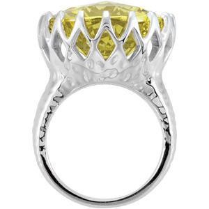 Sterling Silver Green Gold Quartz Ring, Size 7