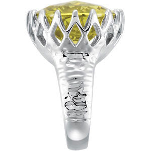 Sterling Silver Green Gold Quartz Ring, Size 7