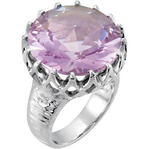 Sterling Silver Rose De France Quartz Crown Design Ring, Size 7