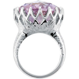 Sterling Silver Rose De France Quartz Crown Design Ring, Size 7
