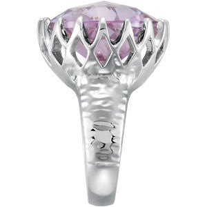 Sterling Silver Rose De France Quartz Crown Design Ring, Size 7