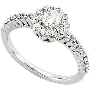 Cluster Engagement Ring in 14k White Gold, Size 7