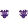 14k White Gold Amethyst Heart Earrings