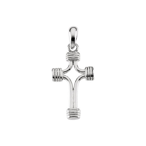 Sterling Silver 24.25x15mm Tubular Cross Pendant without Packaging