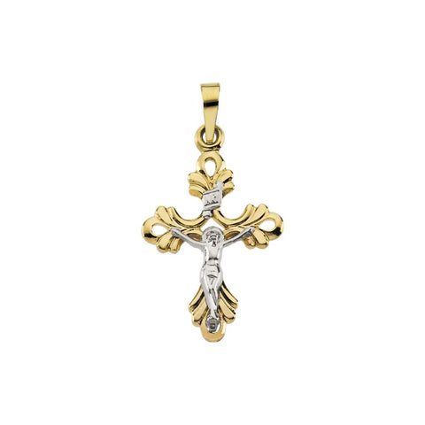 14K Yellow & White 20x15mm Crucifix Pendant