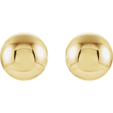 14k Yellow Gold 6mm Ball Earrings with Bright Finish