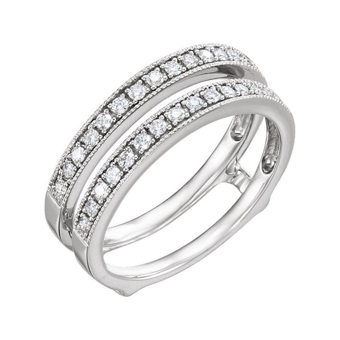 14k White Gold 1/3 CTW Diamond Ring Guard, Size 7