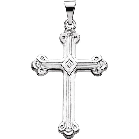 14k White Gold 32x22mm Cross Pendant
