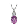 14K White Gold Created Pink Sapphire & 0.02 CTW 18-Inch Necklace