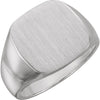 16.00 mm Men's Signet Ring with Brush Finished Top in 14k White Gold ( Size 10 )