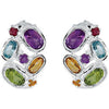 Sterling Silver Amethyst, Citrine, Peridot, Sky Blue Topaz & Brazilian Garnet Earrings