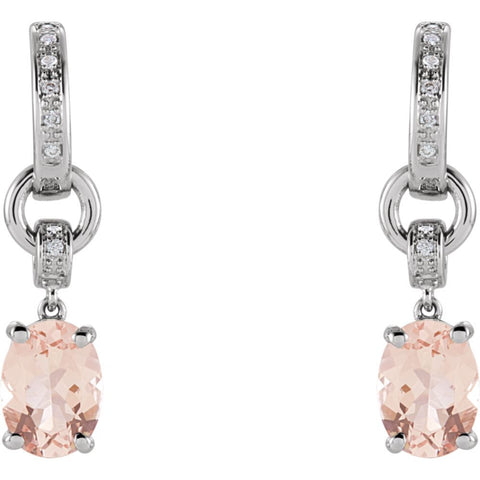 14k White Gold Morganite & .05 CTW Diamond Earrings