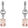 14k White Gold Morganite & .05 CTW Diamond Earrings