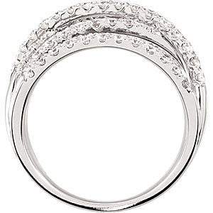 14k White Gold 1 1/2 CTW Diamond Criss-Cross Ring Size 7