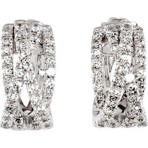 14k White Gold Criss Cross Hoop Earrings