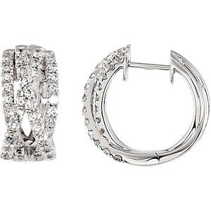 14k White Gold Criss Cross Hoop Earrings