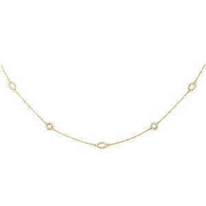 Sterling Silver Yellow Gold Plated Cubic Zirconia 36" Necklace