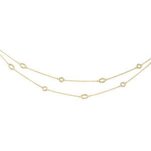 Sterling Silver Yellow Gold Plated Cubic Zirconia 36" Necklace