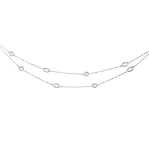 Sterling Silver Rhodium Plated Cubic Zirconia 36" Necklace