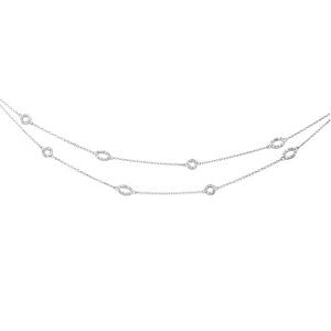 Sterling Silver Rhodium Plated Cubic Zirconia 36" Necklace