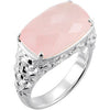 Genuine Rose Quartz Ring in Sterling Silver ( Size 6 )