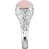 Sterling Silver Rose Quartz Floral-Inspired Ring, Size 7