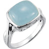 Genuine Milky Aquamarine Ring in Sterling Silver ( Size 7 )