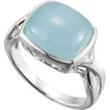 Sterling Silver 12x10mm Genuine Milky Aquamarine Ring, Size 7
