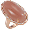 Genuine Chocolate Chalcedony & White Sapphire Ring in 14K Rose Gold (Size 6)