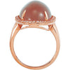 14k Rose Gold Chocolate Chalcedony & White Sapphire Halo Ring, Size 7