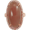 14k Rose Gold Chocolate Chalcedony & White Sapphire Halo Ring, Size 7
