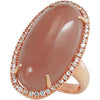 14k Rose Gold Chocolate Chalcedony & White Sapphire Halo Ring, Size 7