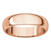 14k Rose Gold 5mm Half Round Band, Size 7