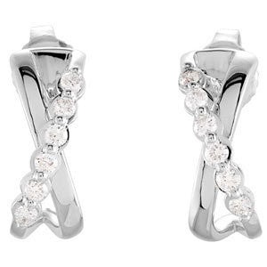 14k White Gold Criss Cross Earrings