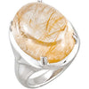 Genuine Rutilated Quartz Ring in Sterling Silver ( Size 7 )