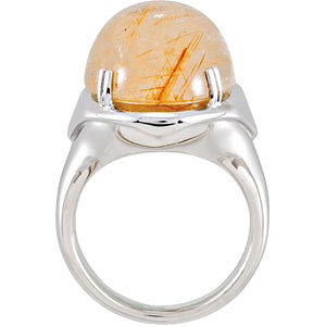 Sterling Silver Rutilated Quartz Ring, Size 7