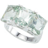 10.00 X 08.00 mm Genuine Green Quartz Ring in Sterling Silver ( Size 6 )