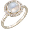 14k Rose Gold Rainbow Moonstone & 1/8 ctw. Diamond Ring, Size 7