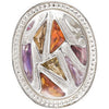 Sterling Silver Multi-Gemstone Granulated Design Ring, Size 7