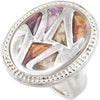 Sterling Silver Multi-Gemstone Granulated Design Ring, Size 7