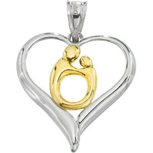 Sterling Silver & 10k Yellow Gold Mother & Child® Heart Pendant