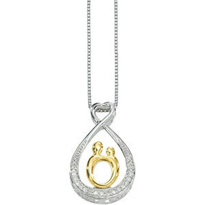 Sterling Silver & 10k Yellow Gold Mother & Child® 1/8 CTW Necklace