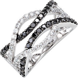 14k White Gold Interlocking Ring, Size 7