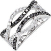 1 CTTW Black and White Diamond Ring in 14k White Gold (Size 6 )
